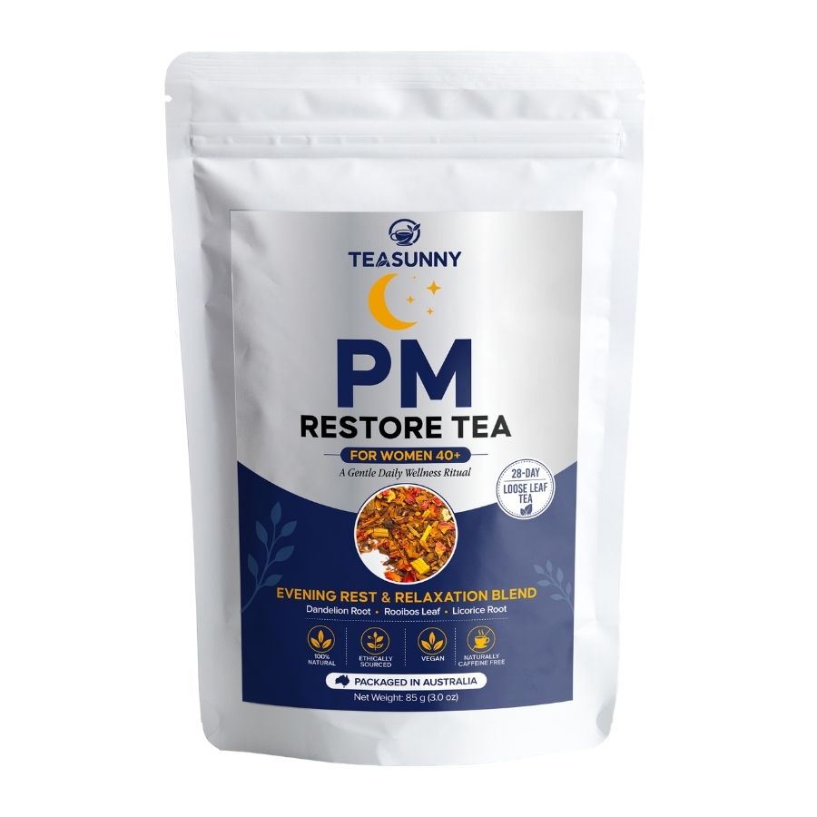 PM Restore Tea – 28-Day Evening Wellness Blend (85g)